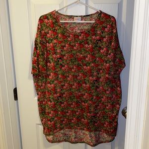 LulaRoe Irma Pink and Green Floral Pattern - M